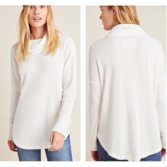 Anthropologie Tops - Maeve by Anthropologie Ainsley Thermal Cowl Neck Waffle Knit Top